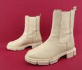 Sansibar Stiefeletten Stiefel Chelsea Boots Schuhe Damen Beige Leder Gr. 37