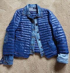 Damen Jacke, Gr.38, Stepp & Jeans in cooler Kombination, Blau