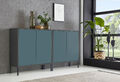 BMG Möbel Sideboard Mailand Set 2, grifflos, Metallfüßen, Anthrazit/ Petrol