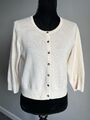 Boden 100% Pure Cashmere Ivory Cream Cropped Cardigan 3/4 Ärmel UK 14