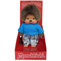 Monchhichi Junge mit Jeans blau Puppe Plüsch NEU & OVP