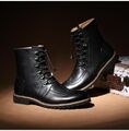 Handgefertigte Herren Schnürstiefelette knöchelhoch schwarz Lederstiefel, Herren Lederstiefel - ALLE GRÖSSEN