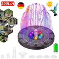 LED Solarpumpe Akku Teichpumpe 200L/H Springbrunnen Fontäne Garten Wasserspiel