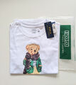 POLO RALPH LAUREN Bear Bär T-shirt WEIß M NEU m.ÖVP Bär mit Schal Strickjacke