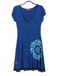 Desigual Damen A-Linie Freizeit Blau Kleid Größe L