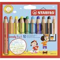 Buntstift, Wasserfarbe & Wachsmalkreide - STABILO woody 3 in 1 - 10er Pack - mit