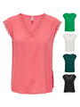 Only Damen Basic T-Shirt Top - OnlJasmina V-Ausschnitt kurz-arm mit Spitze