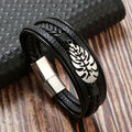 Lederarmband 21 CM mit Edelstahl Verschluss, Armband Baum- Blatt