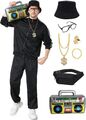 Rapper Outfit 90er Ghetto XL Schwarz Karneval Kostüm Halloween Erkan und Stefan