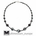 Art Deco Glas Collier Silber Halskette schwarz weiß silver necklace