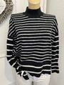 ESPRIT Damen Strickpullover Kragen Schwarz Weiß Oversize Gr. S 36. #132#