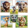 Holzpuzzle verschiede Safari Baby Tiere