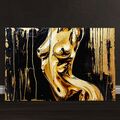 ✅ Wandbild, Erotische Frau - Schwarz und Gold Acrylglas, Leinwand, Poster BILDER