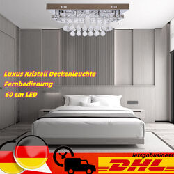 23.6" Rechteck Kristall Deckenlampe LED Deckenleuchte Dimmbar Luxus Kronleuchter