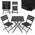 ONBEST® Balkon Möbel Set klappbar schwarz Kunststoff Garten Tisch Sitzgruppe