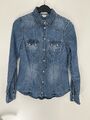 H&M LOGG Denim Jeanshemd Bluse Hemd Denim Blau Gr XS