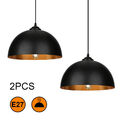 2x LED Pendelleuchte Hängelampe Hänge-Leuchte Metall Schwarz-gold Licht Retro