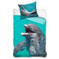 Delfin Kinder-Bettwäsche für Mädchen, Jungen 80x80 135x200 - Delphin Meer Fische