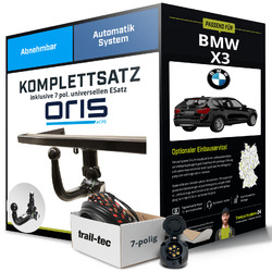 Für BMW X3 Typ F25 Anhängerkupplung abnehmbar +eSatz 7pol uni 2010-2014 NEUJETZT NEU: Montage zum Festpreis!