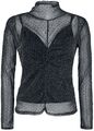 Black Premium by EMP Damen Transparentes Langarmshirt mit Punkten und Lurexfäden