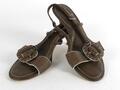 TODS Damen Schuhe Sandaletten Gr. 37,5 Riemchen Peeptoe Echtleder braun (W)