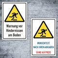 Warnschild Warnung vor Hindernissen am Boden ASR A1.3 DIN EN ISO 7010 W007