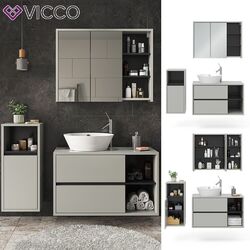 Badmöbel-Set Badezimmer-Möbel Bad-Schrank Viola Grau Anthrazit modern Vicco