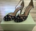 Cafe Noir Damenschuhe High Heels Slingpumps Pumps Gr. 37 - grau schwarz - Leder