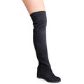 Damenschuhe Keil Overknees Overknee Stiefel Velours Keilabsatz