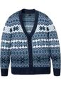 Neu Strickjacke Gr. 52/54 (L) Indigo Norwegermuster Herren Langarm Strick-Jacke