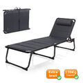 Strand Liege 200x67x35cm Relax Camping Garten Sonnen bis 120kg schwarz BE-0665