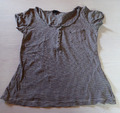 H&M T-Shirt Damen Gr. S (36/38) schwarz weiß gestreift, kurzarm, Tasche