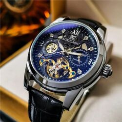 Tourbillon Mondphasen Herren Armbanduhr ✅ Lederarmband Automatikuhr ®Aokulasic