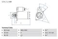 BOSCH 0 986 018 850 Starter Anlasser 1.1kW passend für MERCEDES-BENZ CLK (C208)