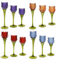 Windlicht Blume Tulpe Glas bunt Teelicht Kerzenhalter Deko Design Leuchter Retro