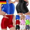 DE- Damen Glänzend Yoga Shorts Kurz Sporthose Tights Fitness Bademode Hotpants