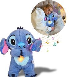 Blue Stitch Breathing Musical Soothing Doll Sleep Anxiety Relief Plush Toy Xmas