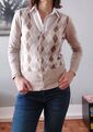 Damen Strickjacke mit Rautenmuster karo  in braun, beige Cardigan gr. 36 - 38