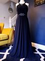 JENNY PACKHAM marineblau griechisches Maxikleid Gr. 10 Abend lang verziert Party blau