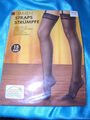 Seidig glänzende Nylons m. Spitze Strapsstrümpfe Gr. 38-40 schwarz 15 den OVP