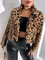 Damen Kurz Blazer Jacke Felljacke Jacke Fell Kunstfell Leopard  M 38 NEU