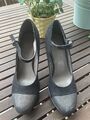Tamaris Pumps Leder Schuhe High heels Gr. 36 Absatz 10 cm 50 Euro Schwarz silber