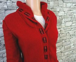 COLDWATER CREEK DAMEN REINE KOCHWOLLE STRICKJACKE CARDIGAN ROT  M