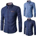 Stylisches Herren Hemd Slim Fit Button Down Freizeit Oberteile mit Langarm