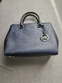 Michael Kors Navy Blue Leather Medium Selma Damentasche