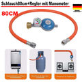 80cm Gasschlauch Druckminderer inkl. Manometer Gasregler 50mbar Propane Butan