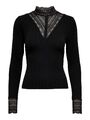 Only Damen Langarmshirt ONLTILDE XS S M L XL Schwarz 95% Viskose Stehkragen