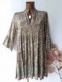 Ibiza Oversize Kleid Hängerchen Tunika PAISLEY BLUMEN 36 38 40 khaki orange