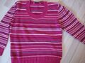 1 Damen Strickpullover  weinrot gestreift  "Public" / Gr. 36