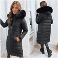 Damen Lang Steppjacke Wintermantel Winterjacke Wärmejacke Mit Fellkapuze DSTREET